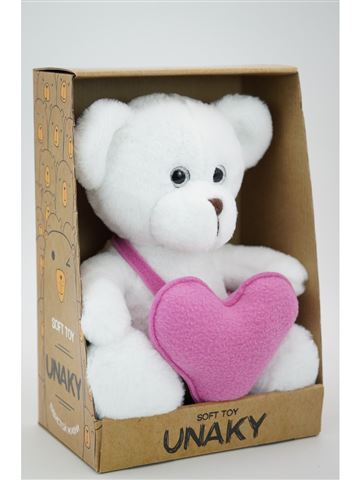 Мягкая игрушка в средней подарочной коробке Медвежонок Кавьяр , 24/32 см, сердце флис розовый, 09134
